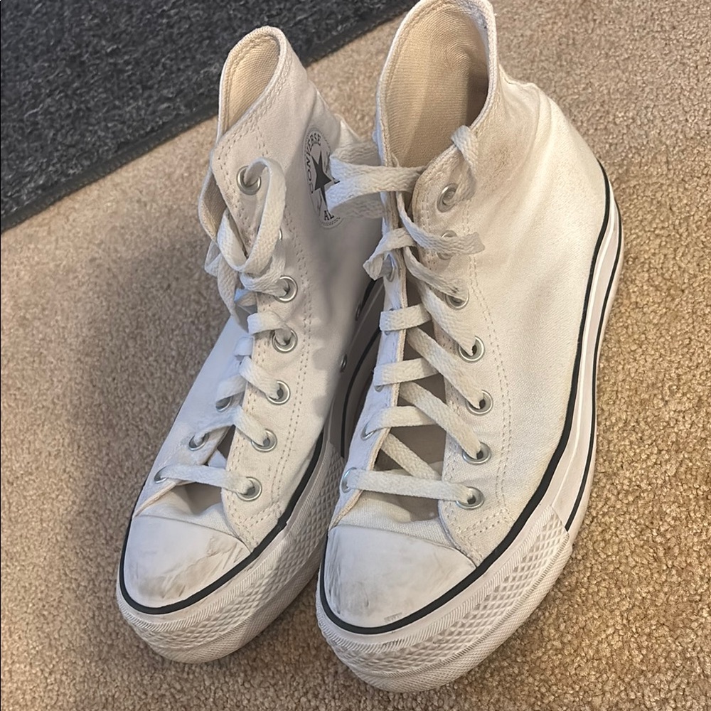 Classic White High-Top Sneakers barely worn